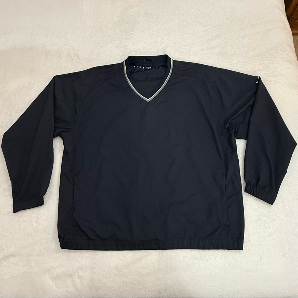 Nike Golf Men's Navy V-Neck Pullover Windbreaker Jacket Vintage Y2K - XL
